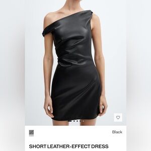 Mango black faux leather mini dress nwt size xs